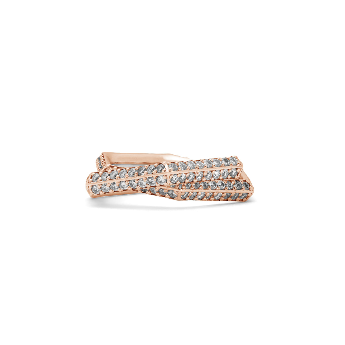 SIX duo pinky ring double diamonds. rose gold