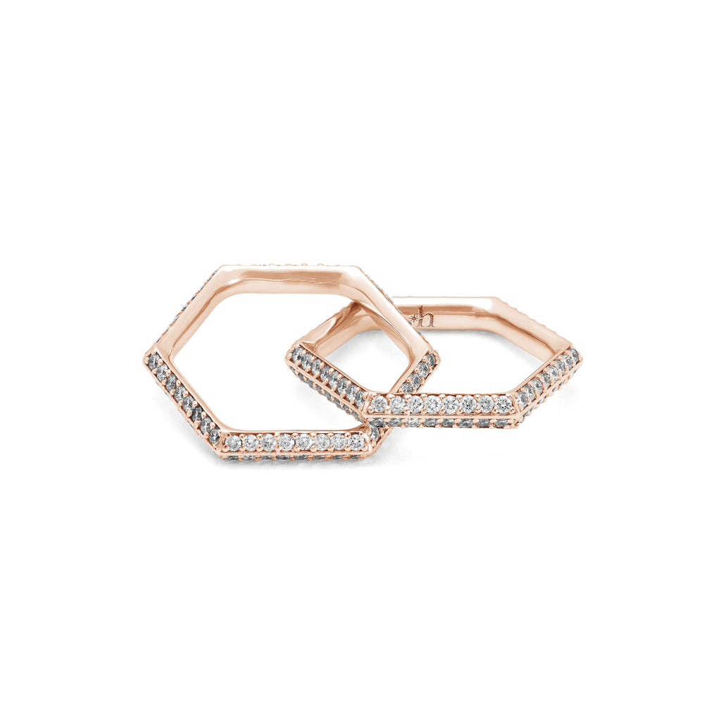 SIX duo pinky ring double diamonds. rose gold