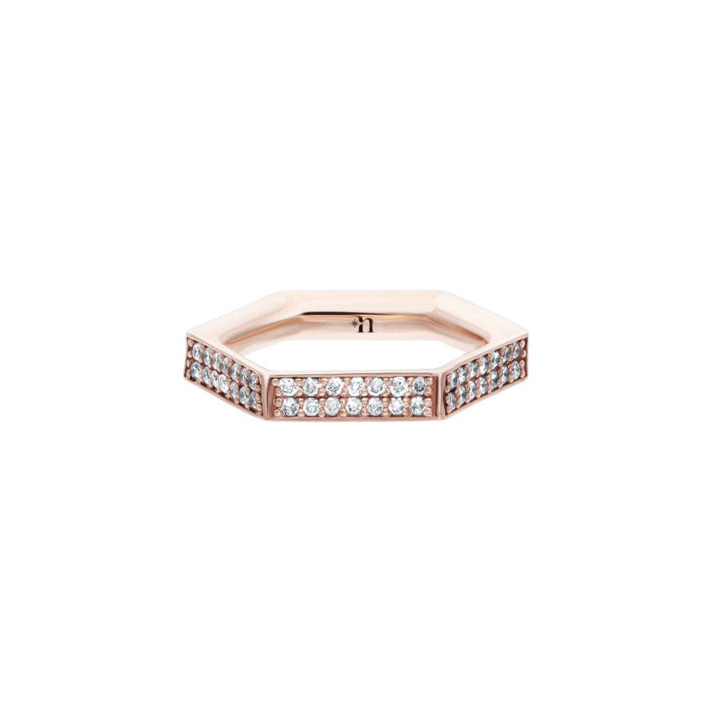 SIX pavé ring. rose gold