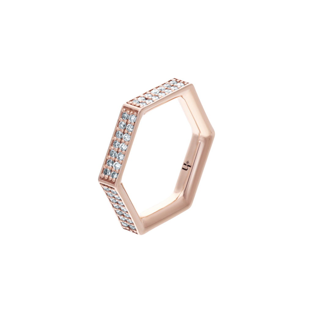 SIX pavé ring. rose gold