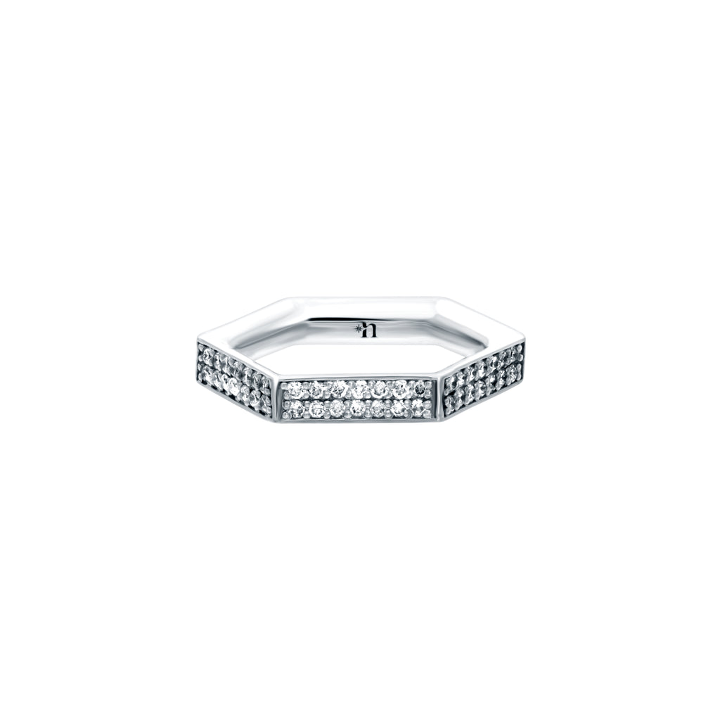 SIX pavé ring. white gold