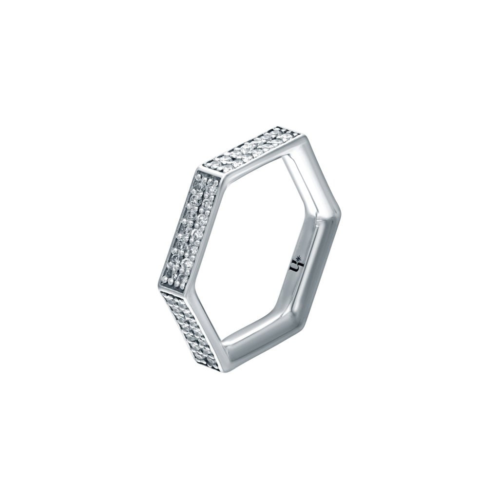 SIX pavé ring. white gold