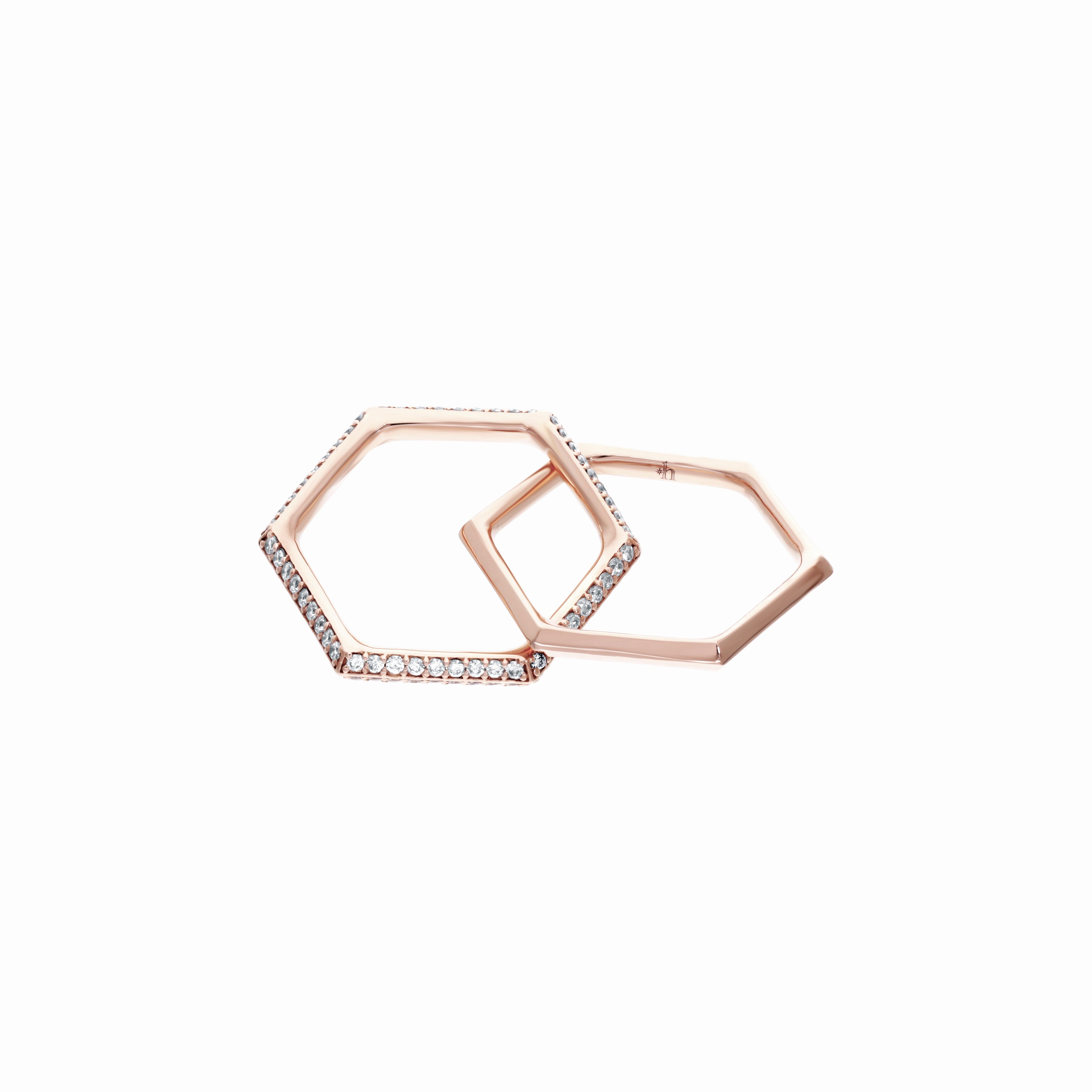 SIX duo pinky ring with diamonds. rose gold