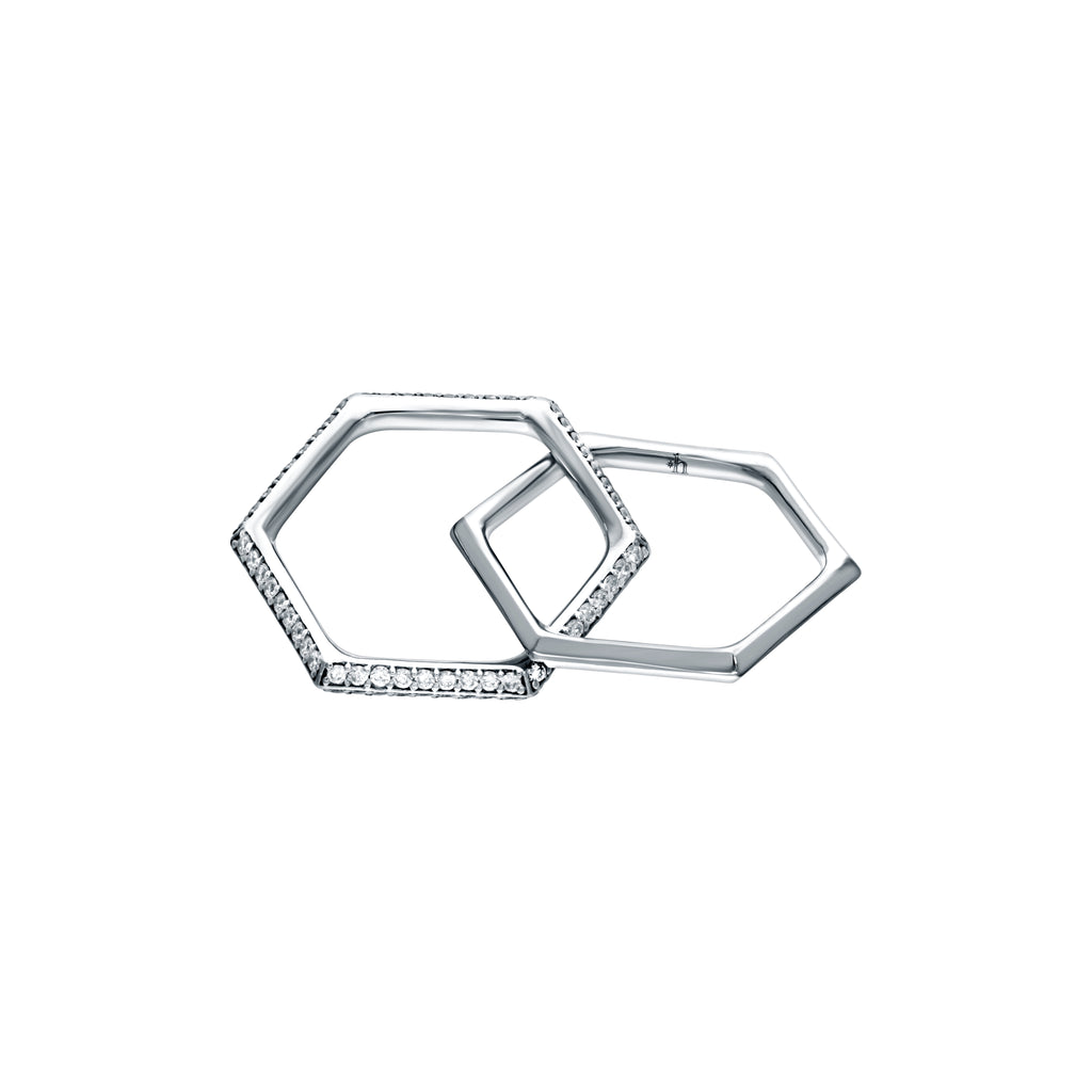 SIX duo pinky ring with diamonds.   white gold