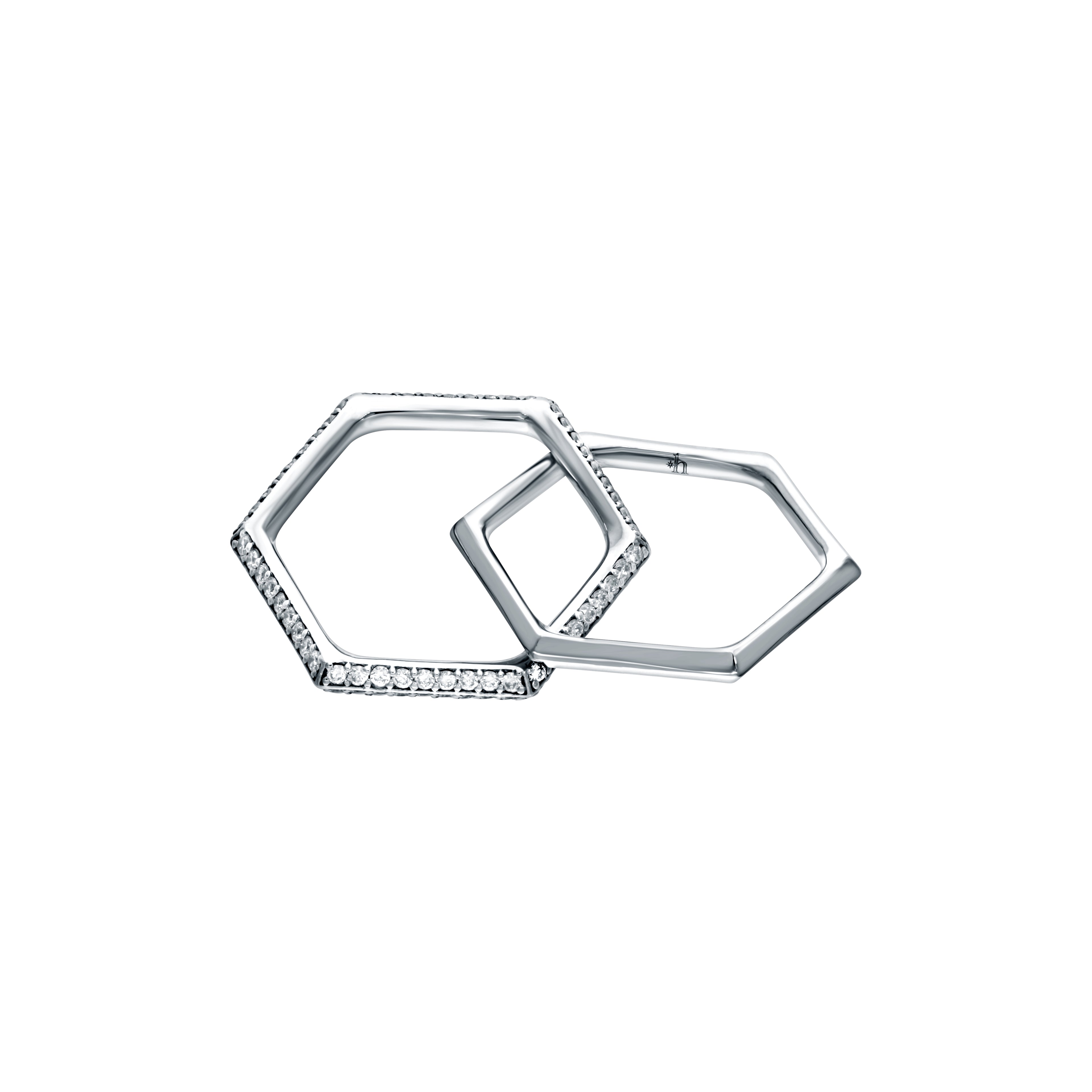 SIX duo pinky ring with diamonds.   white gold