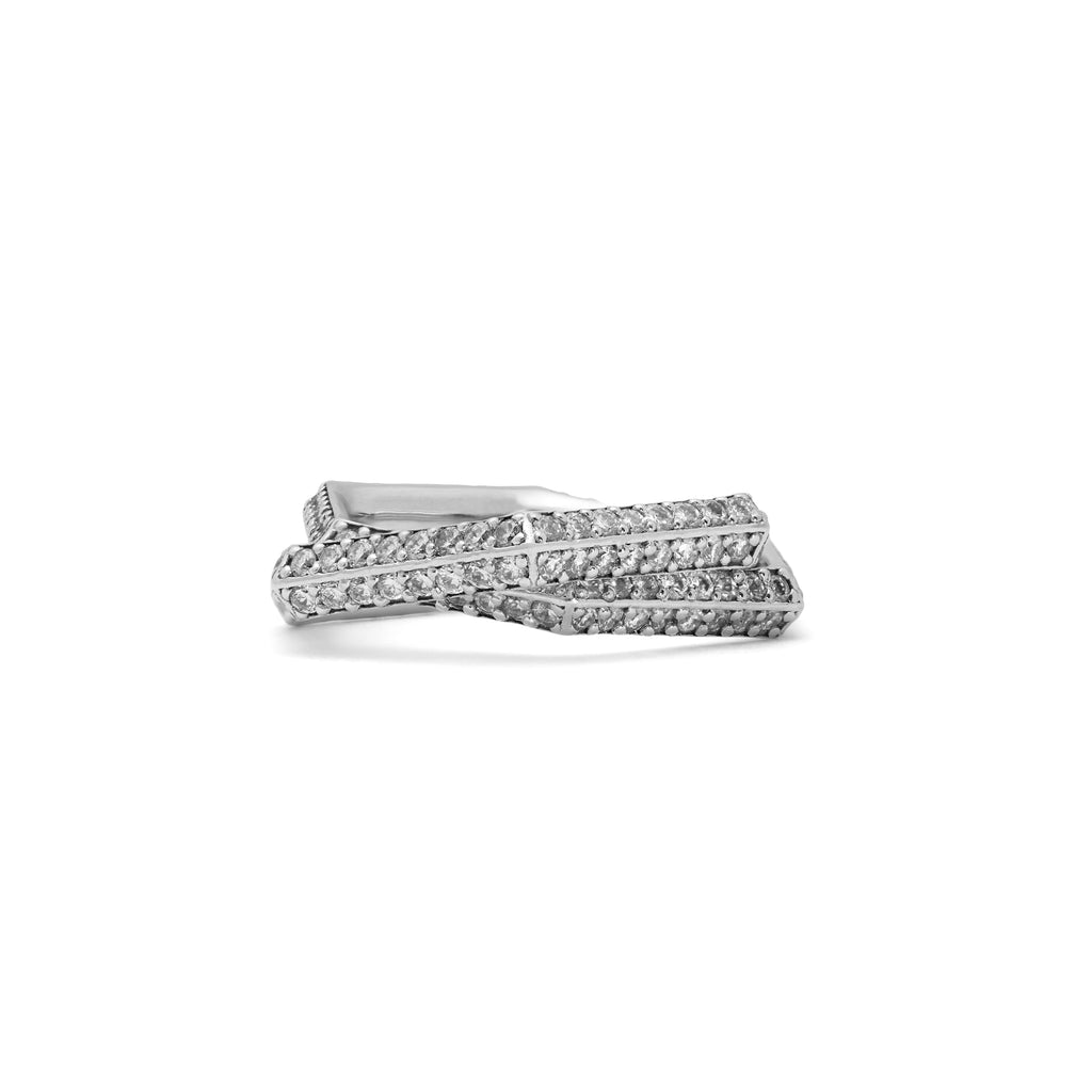 SIX duo pinky ring double diamonds.   white gold