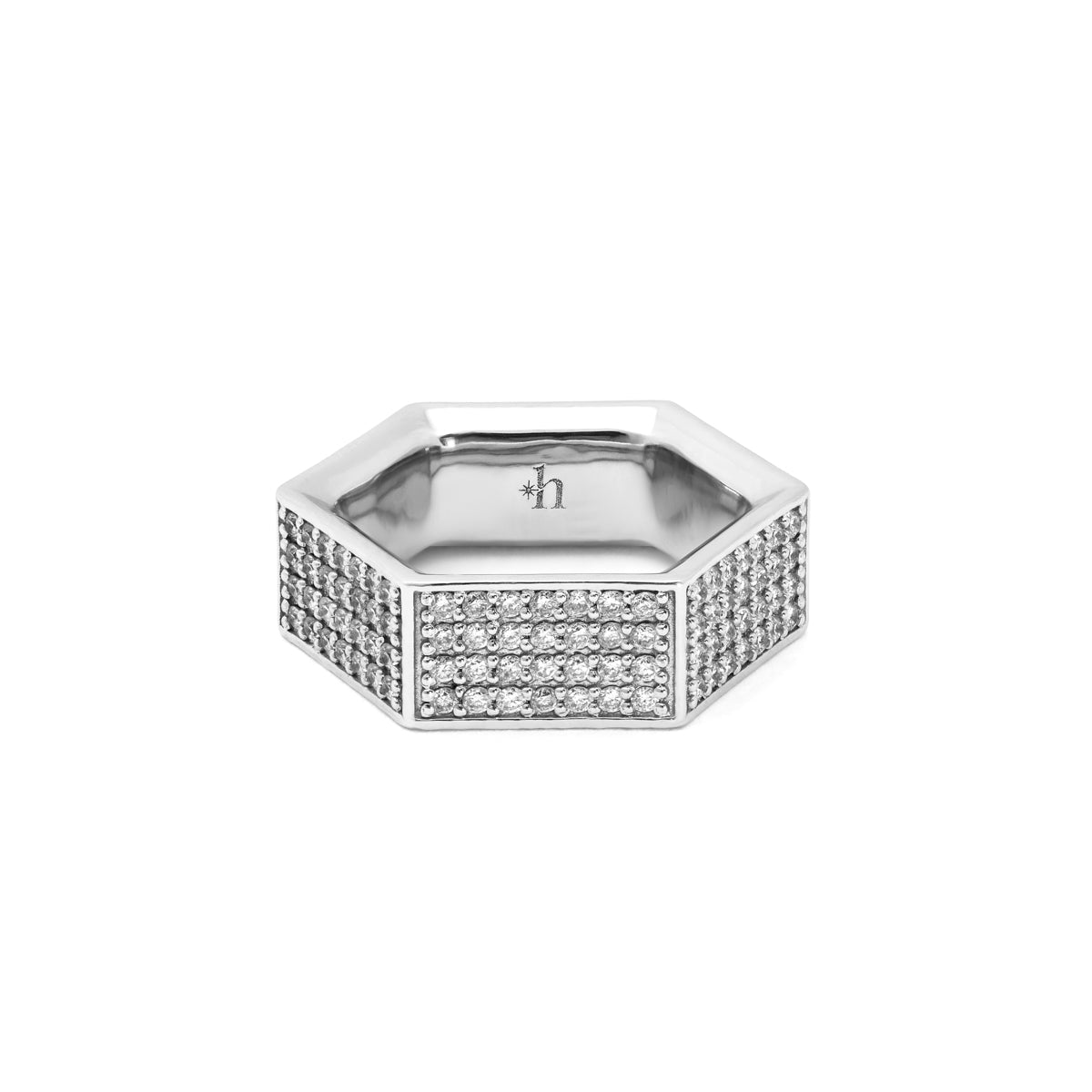 SIX thick pavé ring. white gold