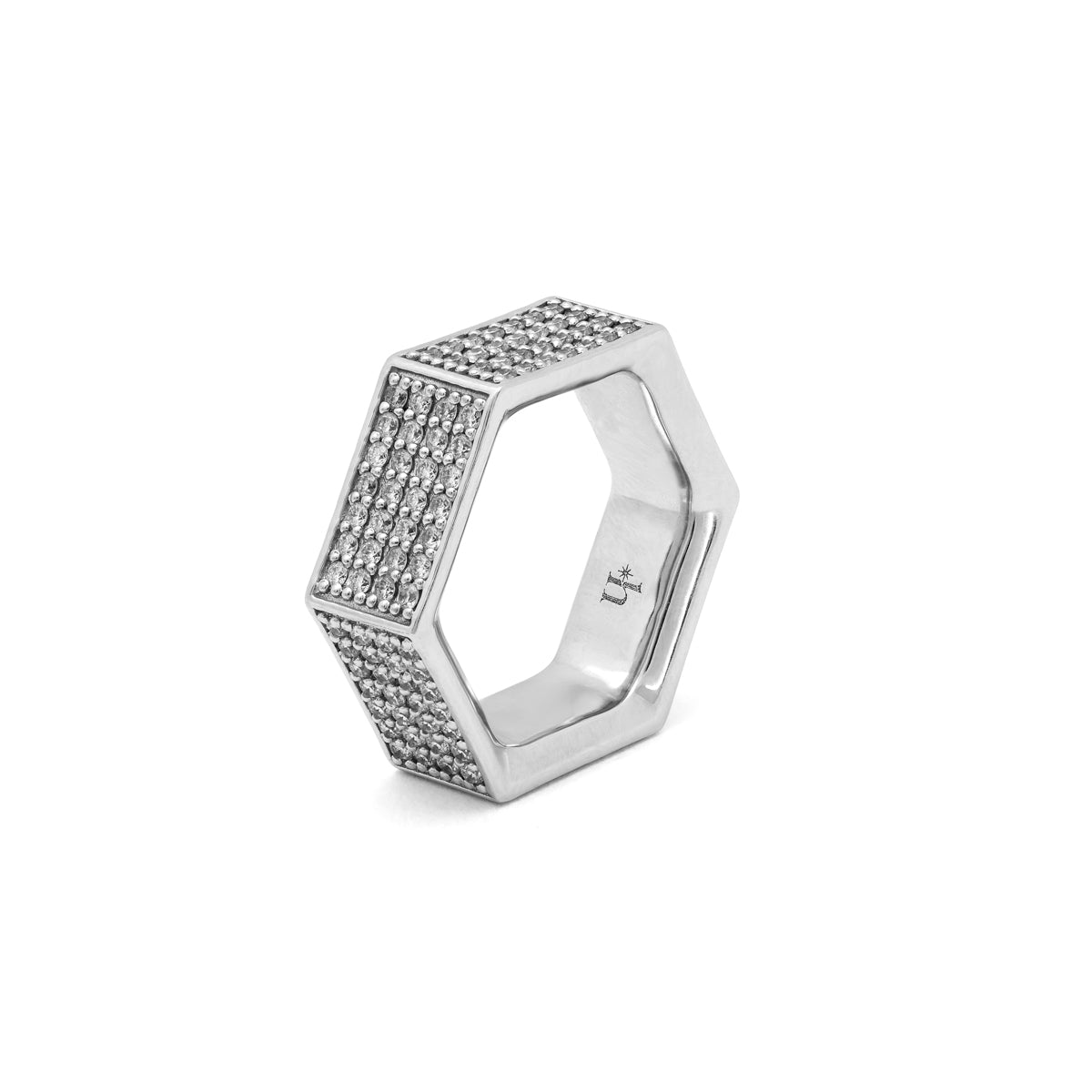 SIX thick pavé ring. white gold