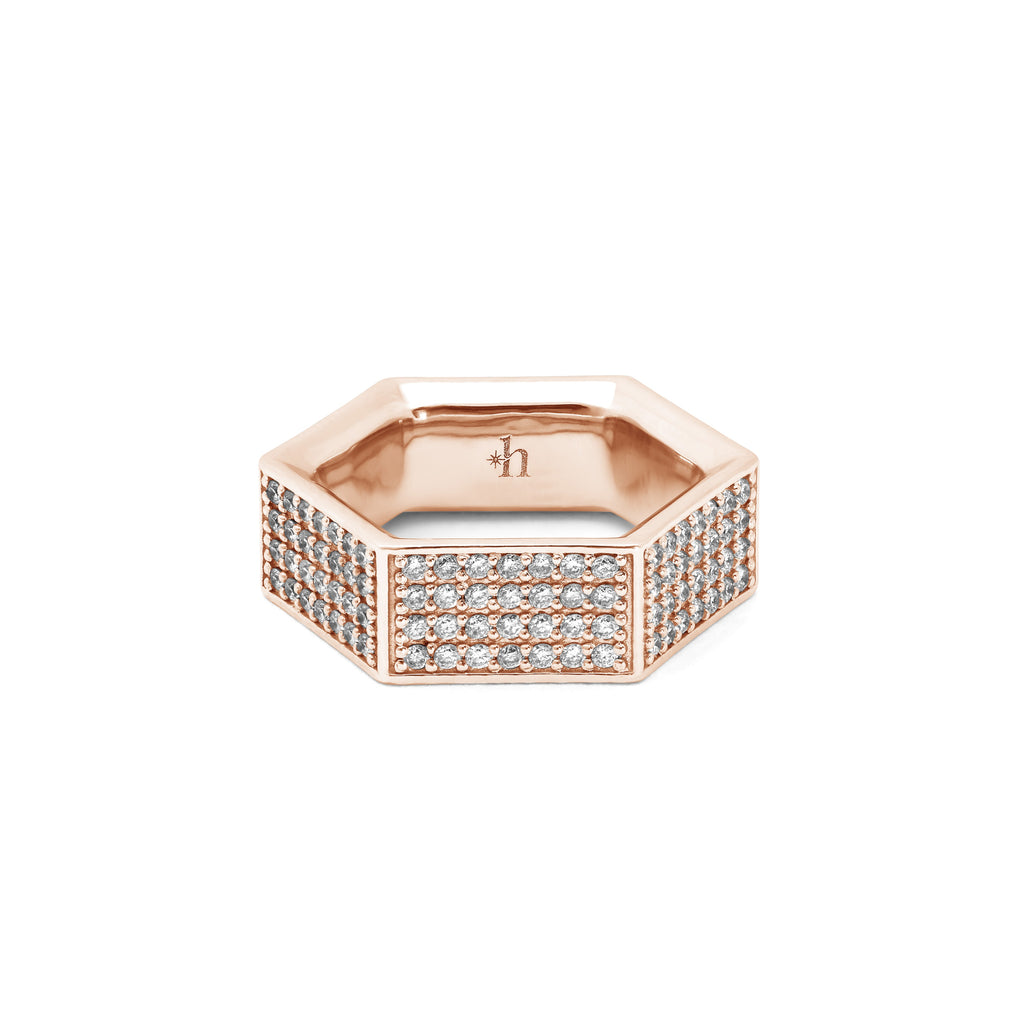 SIX thick pavé ring. rose gold