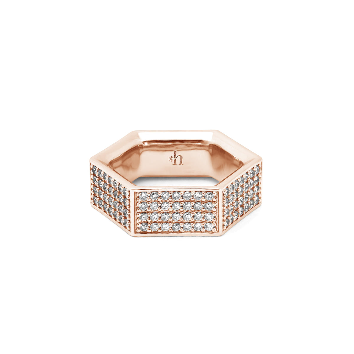 SIX thick pavé ring. rose gold