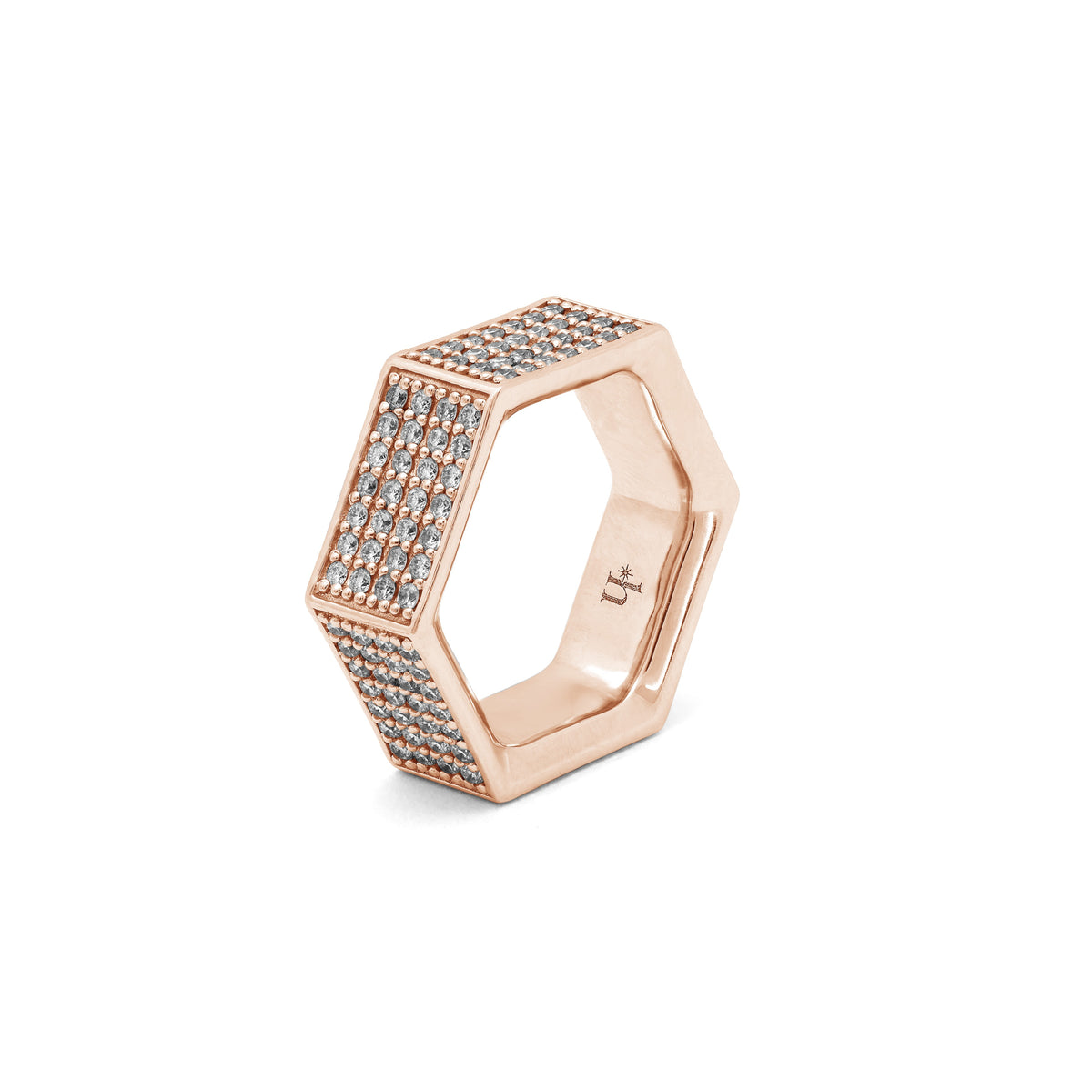 SIX thick pavé ring. rose gold